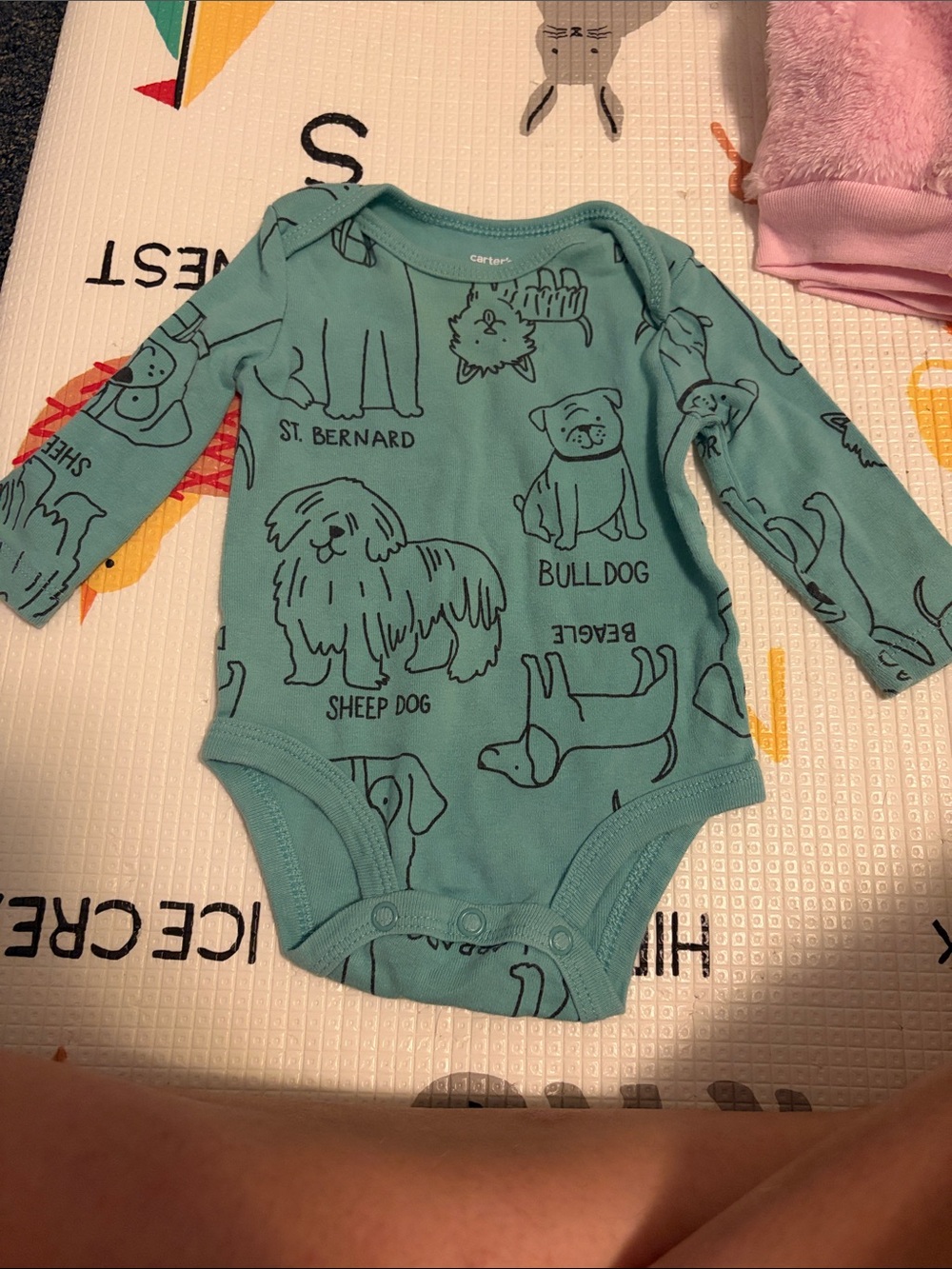 Carter's Teal Dog Breed Print Long-Sleeve One-Piece